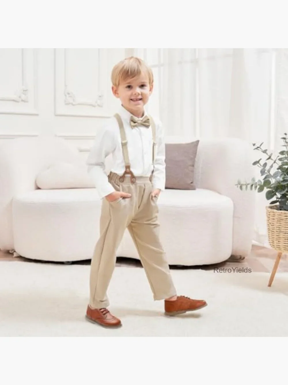 Toddler Boy Dress Outfit - Button Down Shirt & Pants Set - Picture 5 of 7